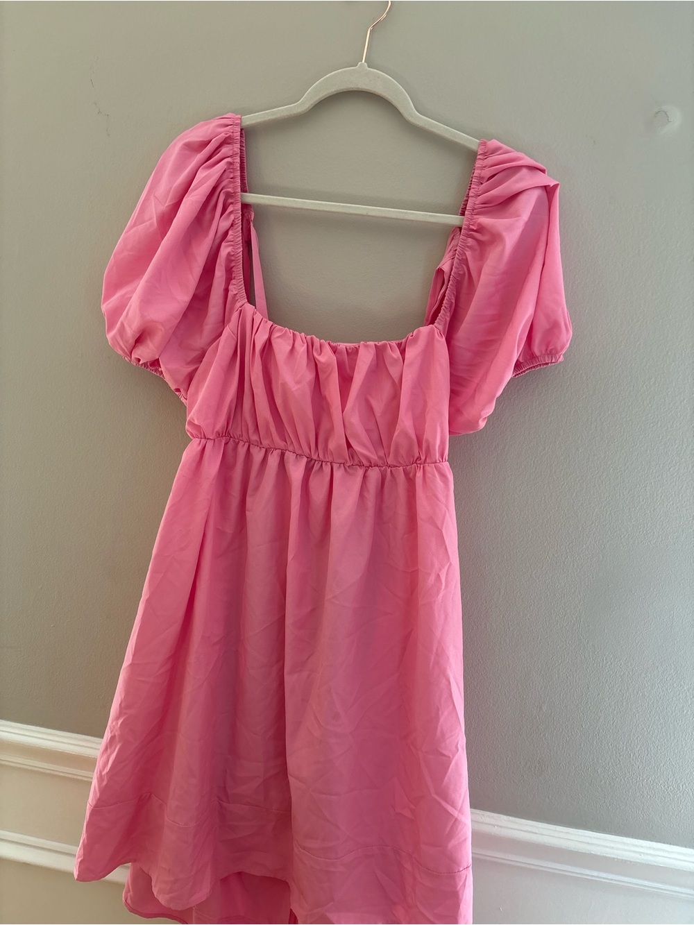 SHEIN Pink Puff-Sleeve Mini Dress